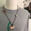 Collar Largo de Cuerda Trenzada Colorida de Gato Corazón de Manzana Salchicha Adorable para Mujer Gargantilla Versátil Cadena para Suéter