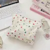 68141 Bolsa de maquillaje de organza con borlas de lunares coloridos estilo coreano, bolsa de almacenamiento para niña, bolsa con cremallera para cuidado de la piel de viaje