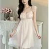 Lingerie sexy feminina 2026 novo modelo de verão com bojo, renda, tule doce, camisola estilo princesa