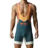 Venta Caliente Europea y Americana para Hombre Sexy Mono Chaleco Fitness Levantamiento de Pesas Lucha Libre Tirantes Ropa de Entrenamiento Sentadilla Mallas Deportivas