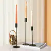 Portavelas de Hierro Forjado Retro Francés Adorno Cena a la Luz de Velas Negra Ambiente Decoración Mesa de Comedor Lujo Ligero Portavelas