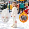 Meia-calça Grossa Forrada com Fleece para Inverno Infantil Laço Meia para Menina Dançarina Roupa de Bebê Leggings