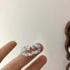 Anillo Floral de Cuentas Hecho a Mano Colorido Nuevo Peach Cheese DIY Anillo Versátil para Niña Personalidad de Nicho