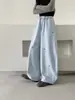 Pantalones de pierna ancha para niñas de primavera y otoño, estilo coreano con bordado de lazo y cuadros patchwork, pants casuales de cintura alta para niños mayores