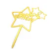 Tarjeta dorada acrílico Amor pastel de cumpleaños Inglés cinco puntas estrella enchufe cinco puntas estrella mesa de postres diseño suministros