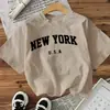 Camiseta Base Transfronteriza para Mujer, Estilo Europeo y Americano, Camiseta de Manga Corta con Estampado de Letras de Nueva York para Mujer de Aliexpress Amazon