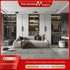 Walk-in grande capacidade de armazenamento de metal vestiário personalizado moderno minimalista porta de vidro combinação todo guarda-roupa de alumínio