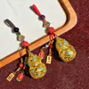 Antiguo Francés Arena Oro Suerte Hecho a Mano Llavero de Coche Colgante Bolsa de Calabaza Colgante Cadena de Teléfono Colgante Hueco Moda Nacional Vintage