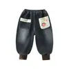 Pantalones de Forro Polar para Niños Otoño e Invierno 2025 Nuevos Elegantes Pantalones Jogger para Bebé Jeans Gruesos de Forro Polar para Niños