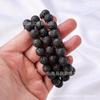 Suministro transfronterizo de pulsera de piedra volcánica natural, cuentas redondas de roca volcánica, joyería de cuentas sencilla y retro, accesorios al por mayor