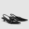 Nuevas Sandalias Negras de Punta Cerrada para Mujer de Verano, Punta Fina, Tacón Delgado, de Moda y Versátiles, con una Sola Correa, Tacones Altos