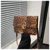 Outono 2024 Novo Estilo Personalizado Elegante Estampa de Leopardo Bolsa Estilo Ocidental Moda Simples Ombro Crossbody Pequena Bolsa Quadrada