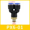 Conector Neumático PX6-01 Manguera de Aire Cilindro 8mm Válvula Solenoide Rosca Tipo T 10-02 Manguera Conexión Rápida