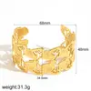 Pulseira de Aço Inoxidável com Flor e Folha de Celebridade da Internet Pulseira Feminina Moda Europeia e Americana de Alta Qualidade Pulseira de Aço Titânio Ouro 18K