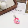 Alça Colorida de Verão para Celular em Acrílico com Ponta de Corda Pequena Chaveiro DIY Feito à Mão Corrente de Celular Pingente