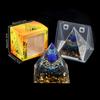 Adorno de Pirámide de Bola de Cristal Natural, Pieza de Decoración para el Hogar de Grava de Cristal Recubierta de Resina, En Caja
