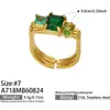 Set de anillos cúbicos de circonia de venta caliente transfronterizo, acero inoxidable, lujo ligero, alta gama, moda, anillos apilables para mujer al por mayor