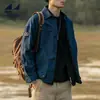 Jaqueta de Trabalho Masculina Azul Escuro Fina com Múltiplos Bolsos para Viagem Marítima Transfronteiriça Nova Coleção Outono 2026 Gola Lapela Casual Jaqueta de Caça