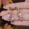 Pendientes elegantes de estilo occidental, de estilo moderno y elegante, de color morado, combinables con todo, 2024, nuevos y modernos, ligeros y lujosos, para mujer.