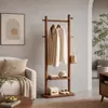 Cabide de chão em madeira maciça para quarto, casa, uso interno, espessado e reforçado, cabide de roupas para escritório