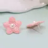 Brincos de Resina Bordados de Flor de Cinco Pétalas Delicados e Pequenos Fofos Japoneses Doces Diários Menina Pequenos Versáteis