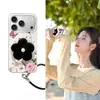 Adequado para Capa de Celular com Cordão Apple 17Air iPhone15ProMax menina 16Pro suporte 14 borboleta rosa