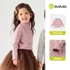 Novedad 10% de Descuento Familia Dudu Ropa Interior Rayada Infantil Ropa de Otoño Camiseta Cálida para Niños Top de Otoño para Niñas