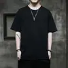 Camiseta masculina de manga curta, novo estilo de verão, gola redonda, ombros levemente caídos, versátil, solta e casual