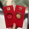 Adesivos de Telefone de Ouro Puro 999 para o Festival da Primavera, Artesanato em Metal de Envelope Vermelho de Alta Qualidade, Presentes para Reunião Anual
