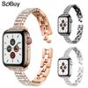 Para pulseira apple watch 10 ultra2 apple watch moda diamante aço inoxidável metal quatro fileiras de strass