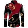 Cardigan de lapela de manga comprida masculino direto da fábrica AliExpress transfronteiriço moda masculina corrente dourada camisa longa com estampa 3D