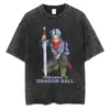 Talla Europea TransfronterizaCamiseta Negra Lavada para Hombre Streetwear Dragon Ball a