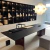 Mesa de Conferência Madeira Maciça Mesa Simples Moderna e Cadeira Combinação de Negociação Mesa Longa Grande Tampo Mesa Longa Bancada de Trabalho de Biblioteca