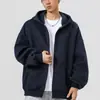Sudadera con capucha y cremallera para hombre, estilo primavera y otoño, chaqueta casual holgada, top deportivo de color liso, chaqueta de marca de moda para hombre