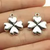 20X17Mm 2,5g Prata Antiga Acessórios de Roupa DIY Flores e Árvores Trevo de Quatro Folhas Pingente