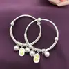 Pulseira infantil prata de lei 990 pulseira de prata da sorte lucky estilo étnico sinos de vento estilo sino presente para um mês