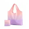 Bolsa de compras plegable con degradado rosa y morado, bolsa de mano de poliéster portátil y plegable estilo ins, artículo popular transfronterizo para niñas