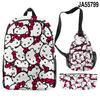 Mochila cruzada con diseño de Hello Kitty en 3D, bolso bandolera, estuche para lápices, conjunto estampado de tres piezas