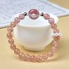 Pulsera de Cristal Rojo Natural Cristal de Fresa Hebilla de Paz Pulsera de Cuentas Redondas Nube Auspiciosa Joyería de Regalo Pulsera de Regalo de Cumpleaños