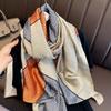 Bufanda elegante de seda Hangzhou con protección solar y letras para mujer, ideal para primavera y otoño, fina y larga, chal de satén de verano.