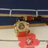 Llavero colgante de cubo completo de latón dorado y plateado, adornos para bolso, cubo pequeño de cobre puro, colgante de llavero de las Cinco Monedas Emperador, accesorios