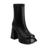 Botas elásticas finas nuevas calcetines cortos botas de montar punta cuadrada plataforma tacón alto grueso botas 40-43 talla grande botas de comercio exterior