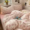 Juego de Ropa de Cama de Cuatro Piezas Ultra Suave de Algodón Lavado, Grado Materno e Infantil, Amigable con la Piel Clase A, Funda de Edredón de Color Sólido, Juego de Sábanas de Tres Piezas para Dormitorio