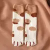 Calcetines de Forro Polar Coral para Mujer, Otoño e Invierno Maternidad Cálidos para Dormir en el Piso de Algodón, Engrosados con Felpa Diseño Lindo de Pata de Gato