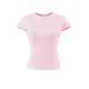 Camiseta Minimalista Gola Redonda Manga Curta, Nova Chegada de Verão Slim Fit Esportiva Casual Top Básico