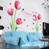Sin bolsa XL8391 tulipán rosa dormitorio sala de estar pared de fondo de TV porche decoración de tienda pegatinas de pared autoadhesivas