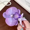 Didy No Tiene Miedo del Mismo Pasador Verde de Phalaenopsis Flor Lateral Flor Artificial Tocado Accesorios para el Cabello de Viaje a la Costa