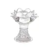 Candelabro Alto para Adorar Lámpara de Buda Portavelas de Mantequilla Base de Vela para el Hogar Flor de Loto de Cristal Suministros Budistas de Vidrio