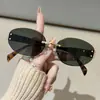 Gafas de Sol Ovaladas de Moda Estilo Nuevo, Gafas de Sol Personalizadas para Mujer, Gafas de Sol Sin Marco de Gama Alta, Transfronterizo