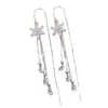 Pendientes Super Brillantes de Flor Larga con Borlas Estilo Hada Pendientes de Lujo Accesible Elegantes Simples Versátiles Elegantes Pendientes Adelgazantes